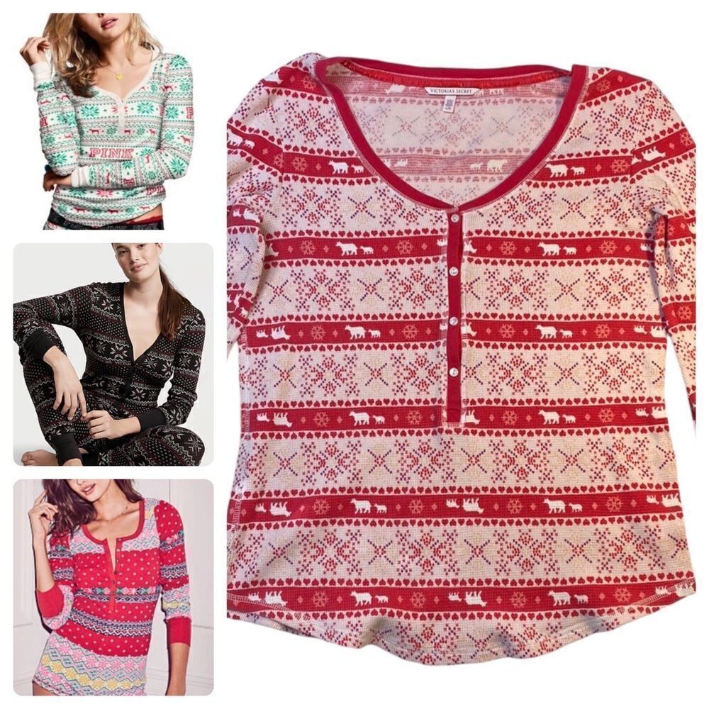 VICTORIA’S SECRET Thermal Hearts Pajama Top